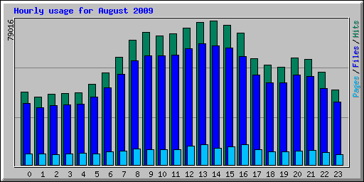 Hourly usage for August 2009